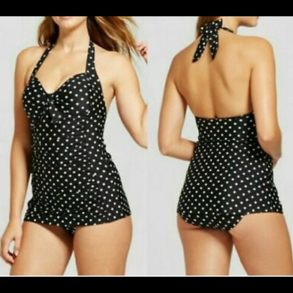 Merona Swim dress in Black & White Polka Dot